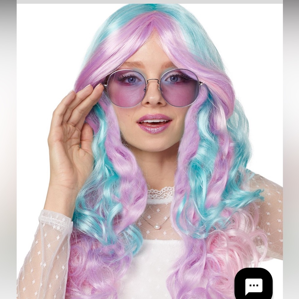 FANTASY WIG : 💗💙💜 Cotton Candy Colors :Pink, Purple & Blue Long Hair (Adult)